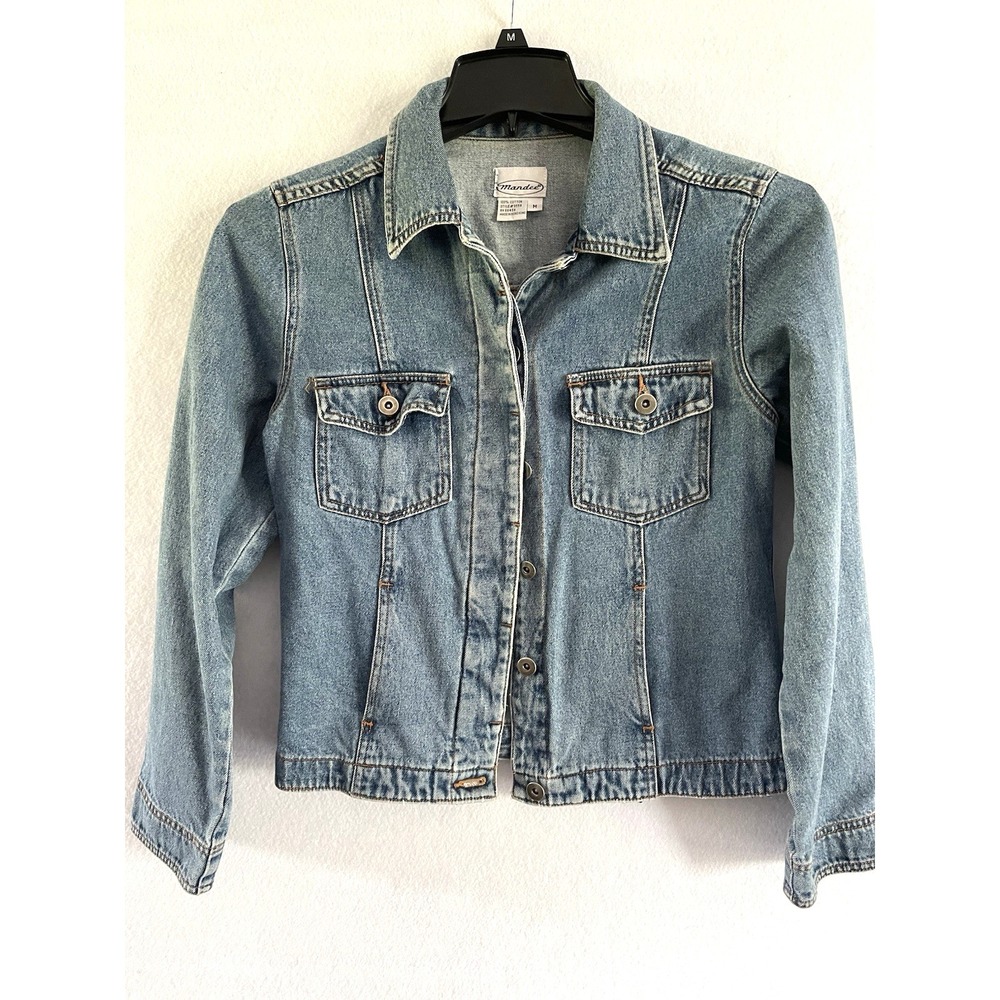 Mandee 100% Cotton Blue Demin Trucker Jacket‎ Medium Grunge Streetwear